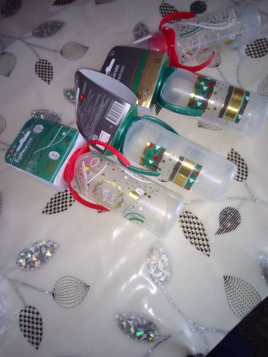 Фотография покупателя товара Бутылочка для кормления, новогодняя «Мой 1 Новый год», классическое горло, 150 мл., от 0 мес., цилиндр, с ручками, Крошка Я - Фото 1