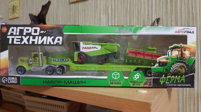 Фотография покупателя товара Грузовик металлический «Ферма» с трактором, МИКС - Фото 1
