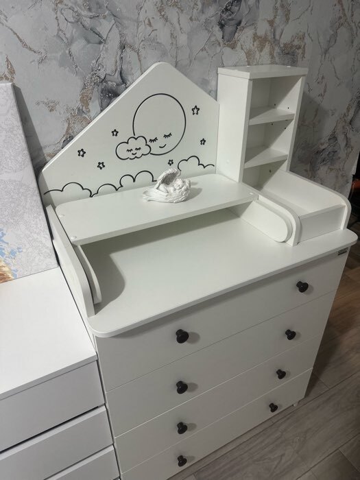 Фотография покупателя товара Комод пеленальный детский Сириус Alf 805, 80×47×133 см, 4 ящика, белый - Фото 1