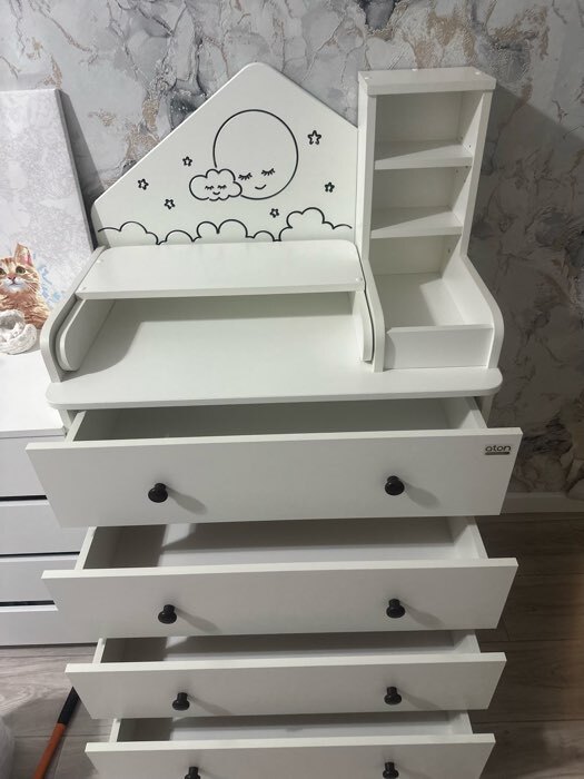 Фотография покупателя товара Комод пеленальный детский Сириус Alf 805, 80×47×133 см, 4 ящика, белый - Фото 2