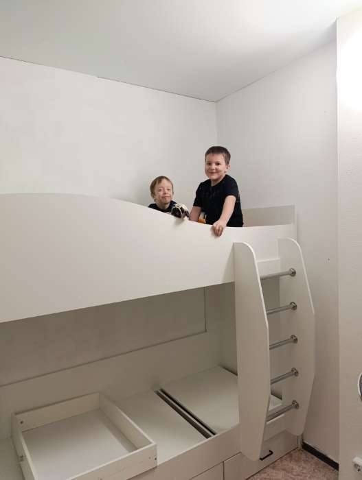 Фотография покупателя товара УЦЕНКА Кровать двухъярусная с ящиками, 2030×1090×1700, Дуб вотан/тёмно-серый - Фото 1