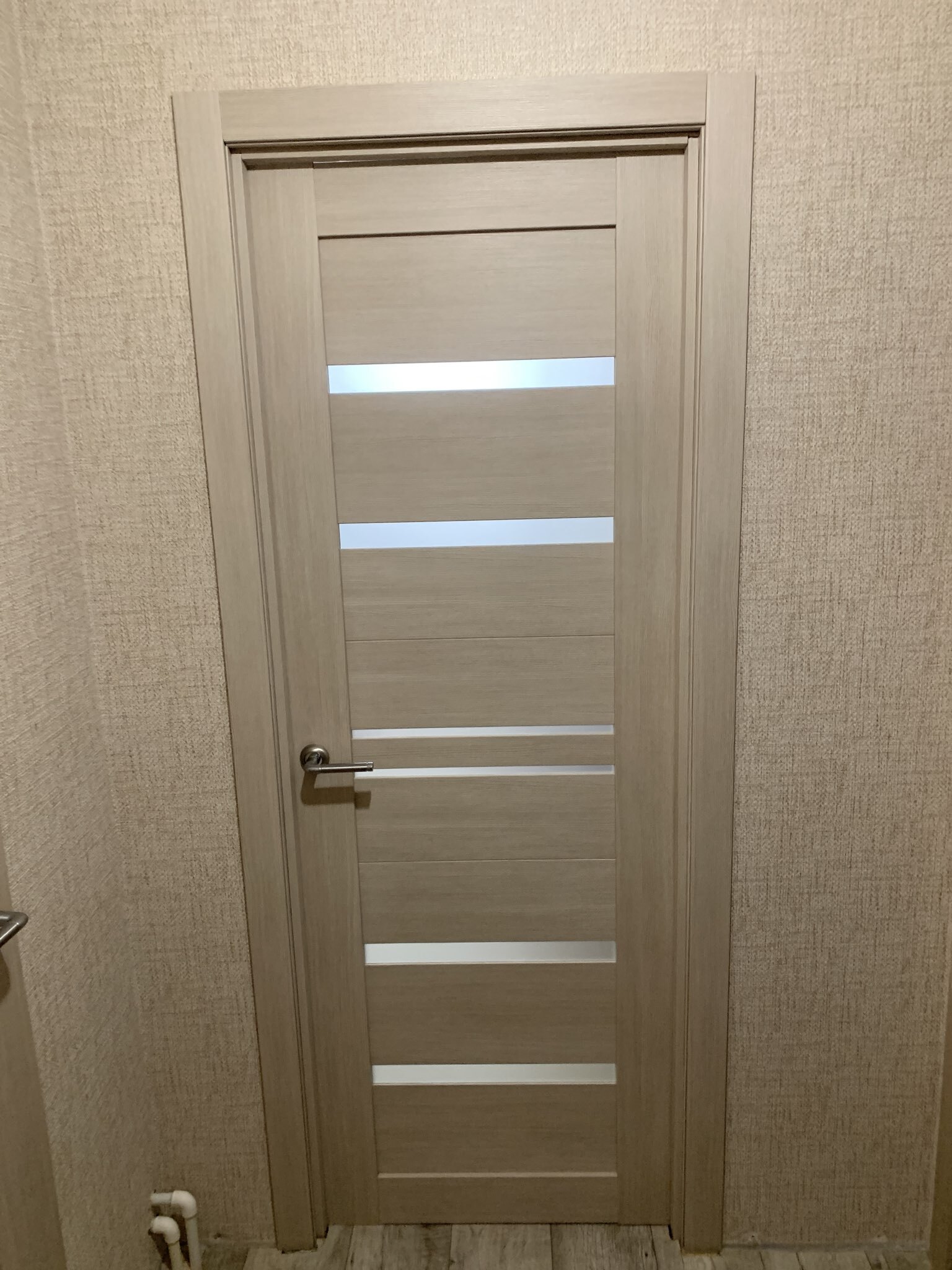 Фотография покупателя товара Дверь межкомнатная комплект 293, со стеклом мателюкс, 2000×800 мм, экошпон, цвет ясень латте - Фото 2