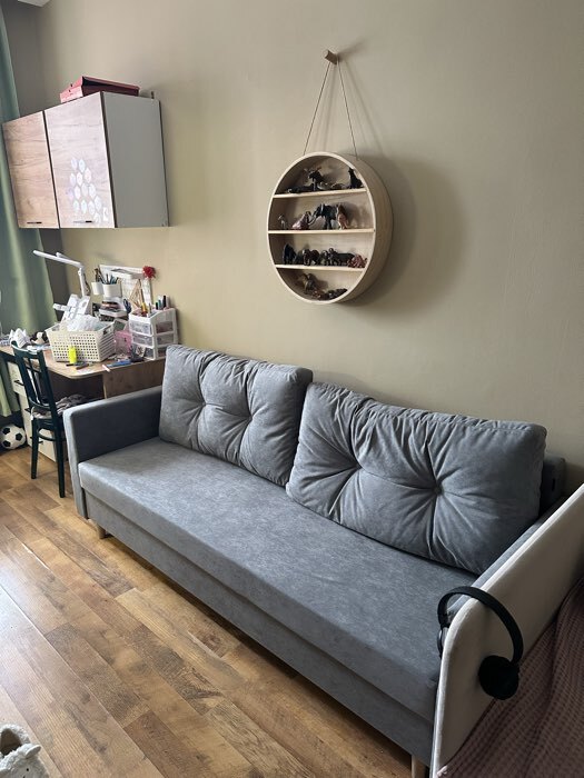 Фотография покупателя товара Диван прямой «Киото - Лайт», механизм еврокнижка, велюр, цвет коричневый - Фото 3