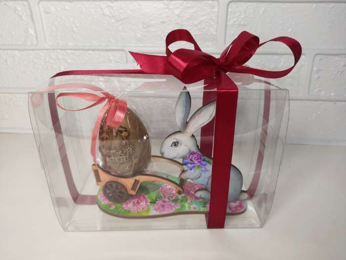 Фотография покупателя товара Подставка для яйца "Кролик с тележкой", фанера - Фото 2