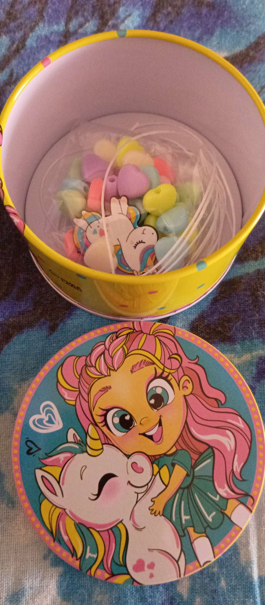 Фотография покупателя товара Набор для творчества «Создай своё украшение: Единорог», в металлической банке - Фото 1