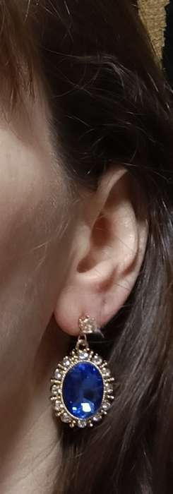 Фотография покупателя товара Серьги со стразами «Овал грань», цвет изумрудный в золоте - Фото 1