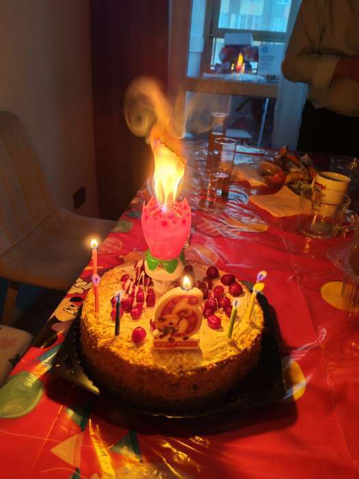 Фотография покупателя товара УЦЕНКА Свеча для торта музыкальная «Бутон», крутящаяся, розовая, 14.5 см - Фото 1