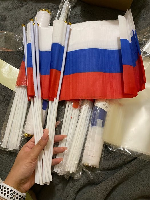 Фотография покупателя товара Флаг России, 20 х 30 см, шток 40 см, полиэфирный шёлк - Фото 1