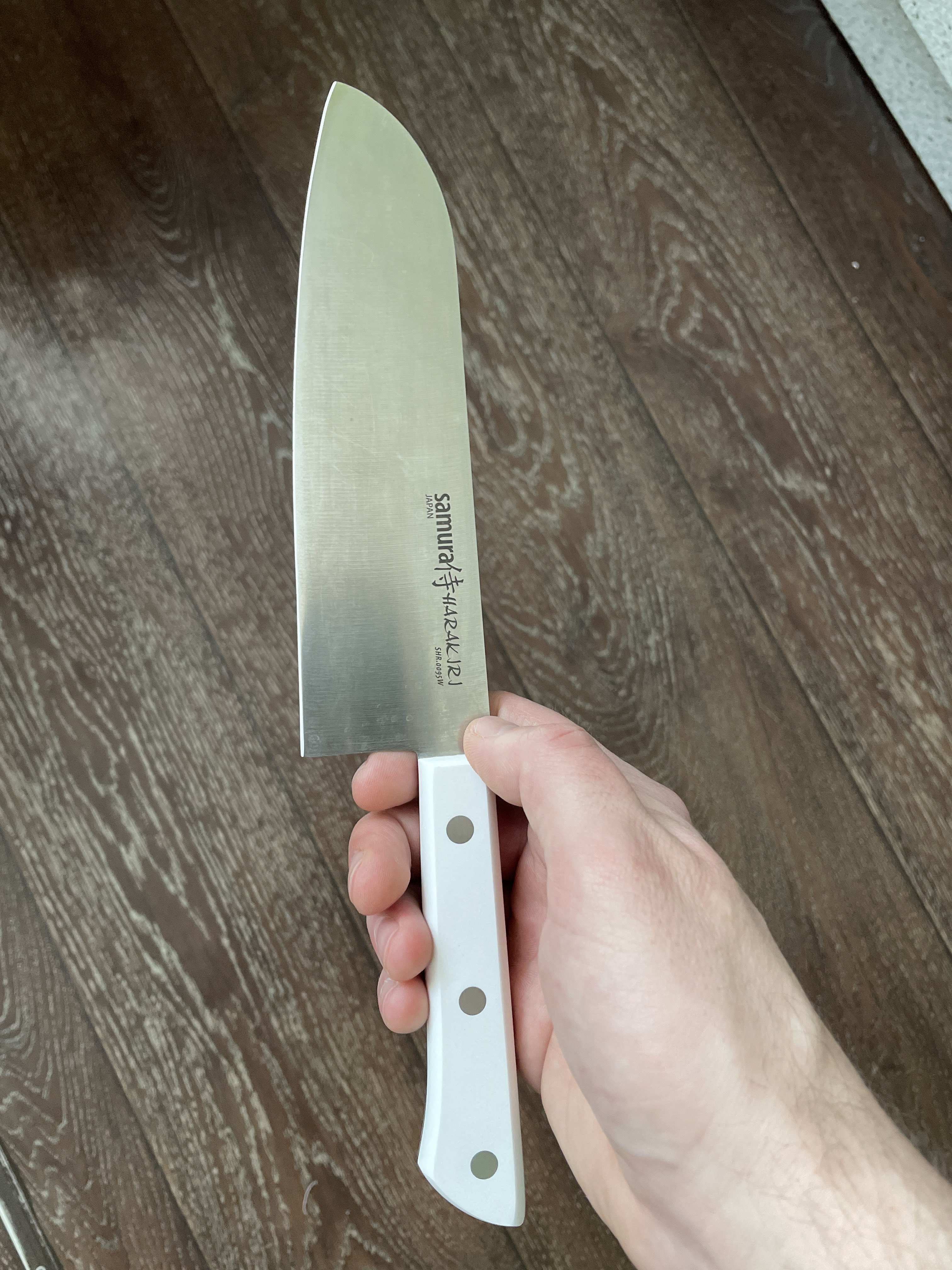 Фотография покупателя товара Нож кухонный Samura HARAKIRI, Сантоку, лезвие 17,5 см, белая рукоять - Фото 1