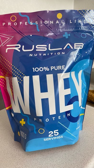 Фотография покупателя товара Протеин RusLabNutrition Whey 100 % pure Клубника со сливками, спортивное питание, 800 г