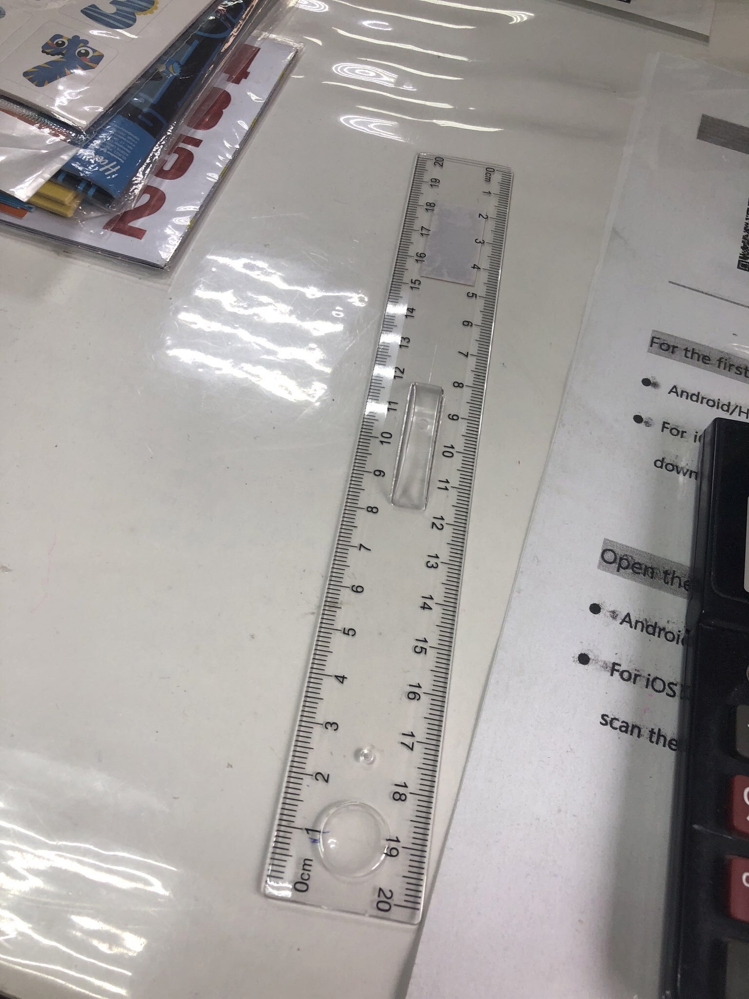 Фотография покупателя товара Линейка пластиковая Calligrata, 20 см, с держателем, двухсторонняя шкала, МИКС - Фото 1