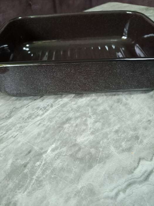 Фотография покупателя товара Противень эмалированный, 3 л, d=7 см, с крышкой, коричневый - Фото 1