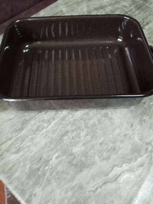 Фотография покупателя товара Противень эмалированный, 3 л, d=7 см, с крышкой, коричневый - Фото 2