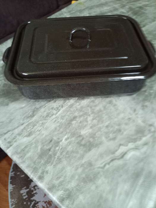 Фотография покупателя товара Противень эмалированный, 3 л, d=7 см, с крышкой, коричневый - Фото 3