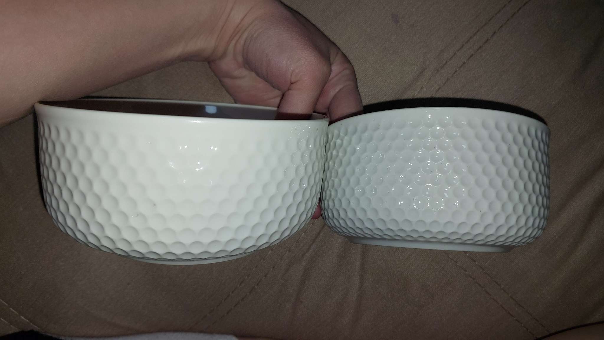 Фотография покупателя товара Набор салатников керамических с вакуумными крышками «Ромбики», 3 предмета: 300/550/900 мл, белый - Фото 4