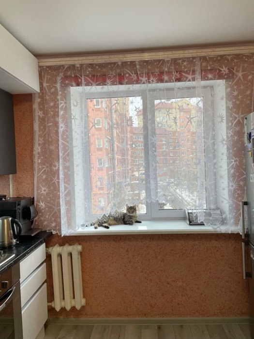 Фотография покупателя товара Тюль на кухню со шторной лентой, 315х160 см, цвет белый, 100% полиэстер - Фото 2