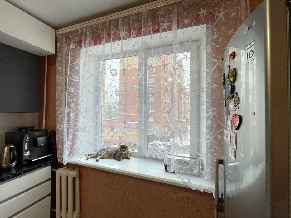 Фотография покупателя товара Тюль на кухню со шторной лентой, 315х160 см, цвет белый, 100% полиэстер - Фото 3