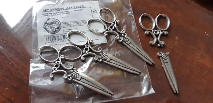 Фотография покупателя товара Декор металл для творчества "Ажурные ножницы" серебро (А9361) 3,6х2,5 см - Фото 6