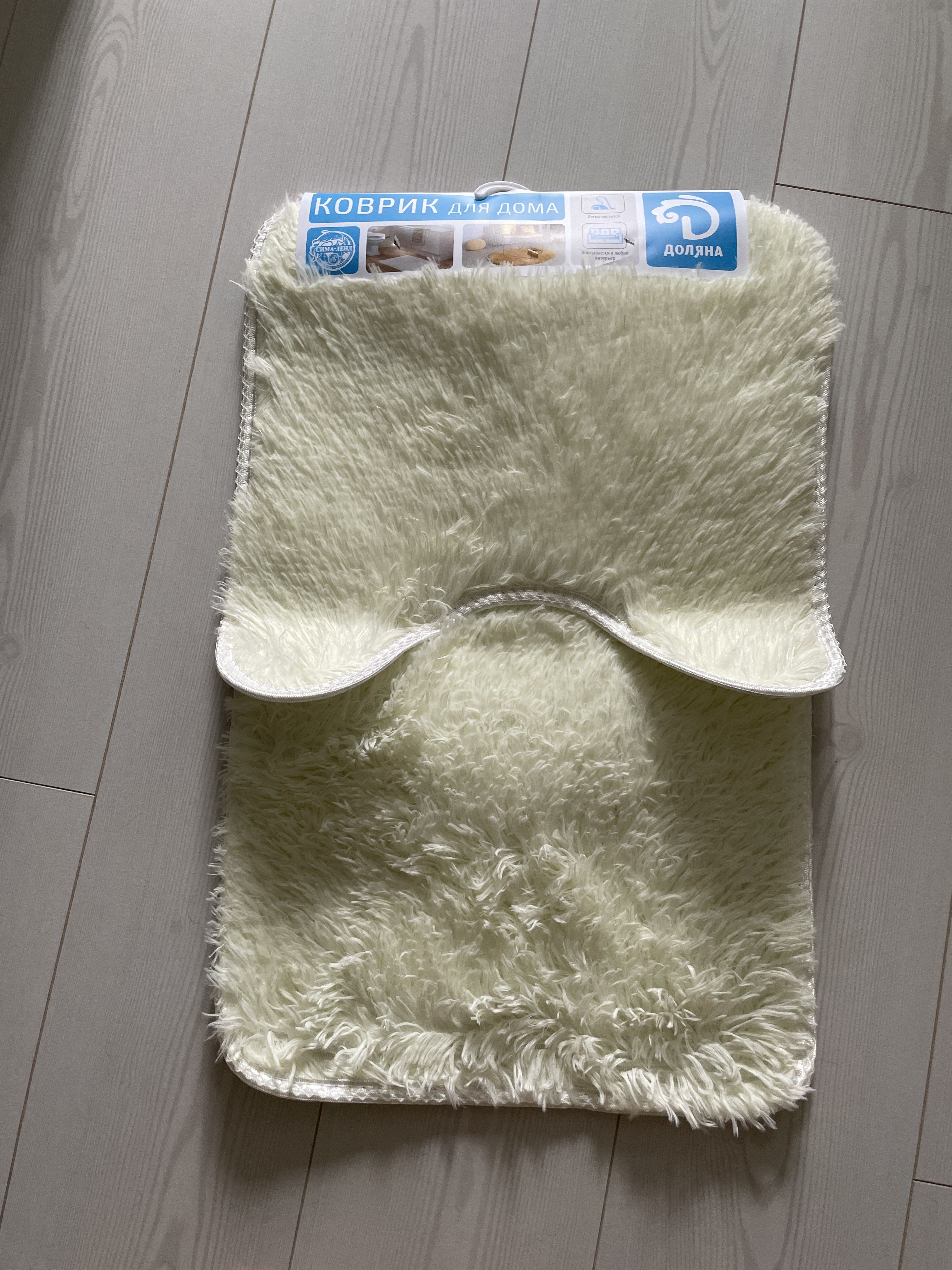 Фотография покупателя товара Набор ковриков для ванной и туалета Доляна «Пушистик», 2 шт, 38×40 см, 40×60 см, цвет белый - Фото 1