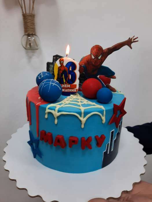Фотография покупателя товара Свеча для торта "С Днем Рождения", цифра 3, Человек-паук - Фото 1