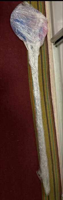 Фотография покупателя товара Сачок детский, ручка чёрный горох, 120 см, d=28 см, МИКС - Фото 2