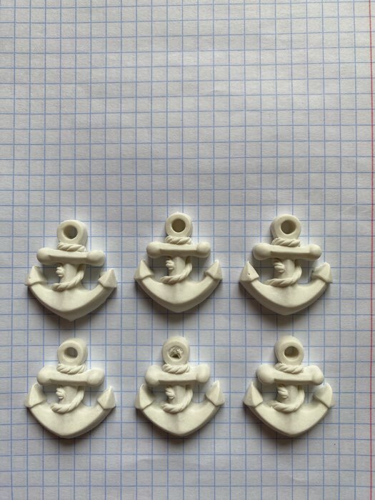Фотография покупателя товара Декор для творчества полистоун «Якорь», белый, набор 6 шт., 2.8×3.2 см - Фото 1