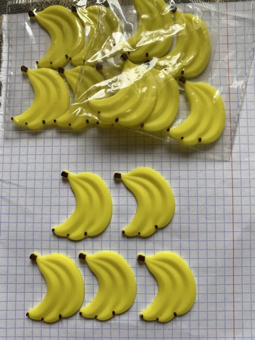 Фотография покупателя товара Декор силикон «Бананы» набор 5 шт., размер 1 шт. — 3×3.7×0.3 см, клеевые подушечки - Фото 1