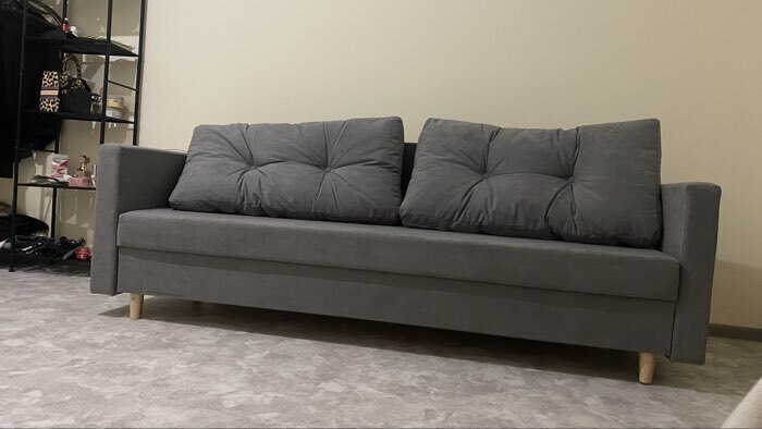 Фотография покупателя товара Диван прямой «Киото - Лайт», механизм еврокнижка, велюр, цвет коричневый - Фото 2