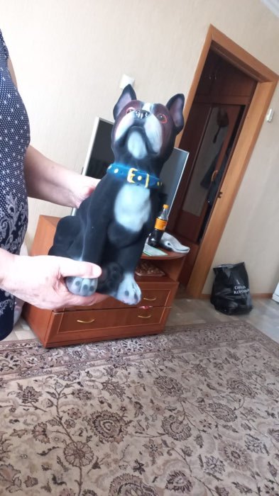 Фотография покупателя товара Копилка "Собака Боксёр", чёрный цвет, флок, керамика, 33 см