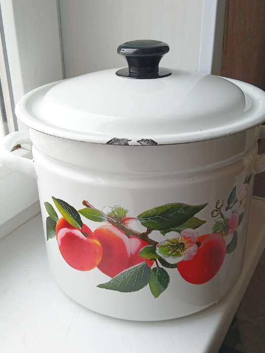 Фотография покупателя товара Кастрюля эмалированная, 10 л, d=27 см, деколь МИКС, белая - Фото 4