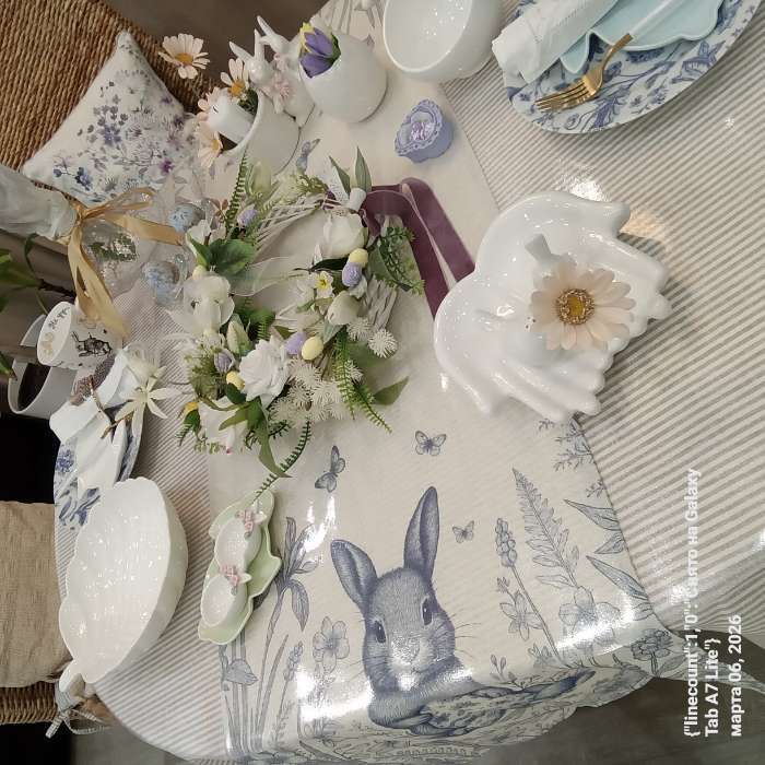 Фотография покупателя товара Дорожка на стол «Этель. Кролик», 50×150 см, 100% хлопок, рогожка 160 г/м² - Фото 2