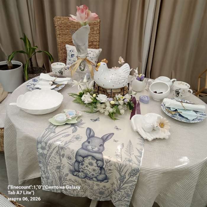 Фотография покупателя товара Дорожка на стол «Этель. Кролик», 50×150 см, 100% хлопок, рогожка 160 г/м² - Фото 3