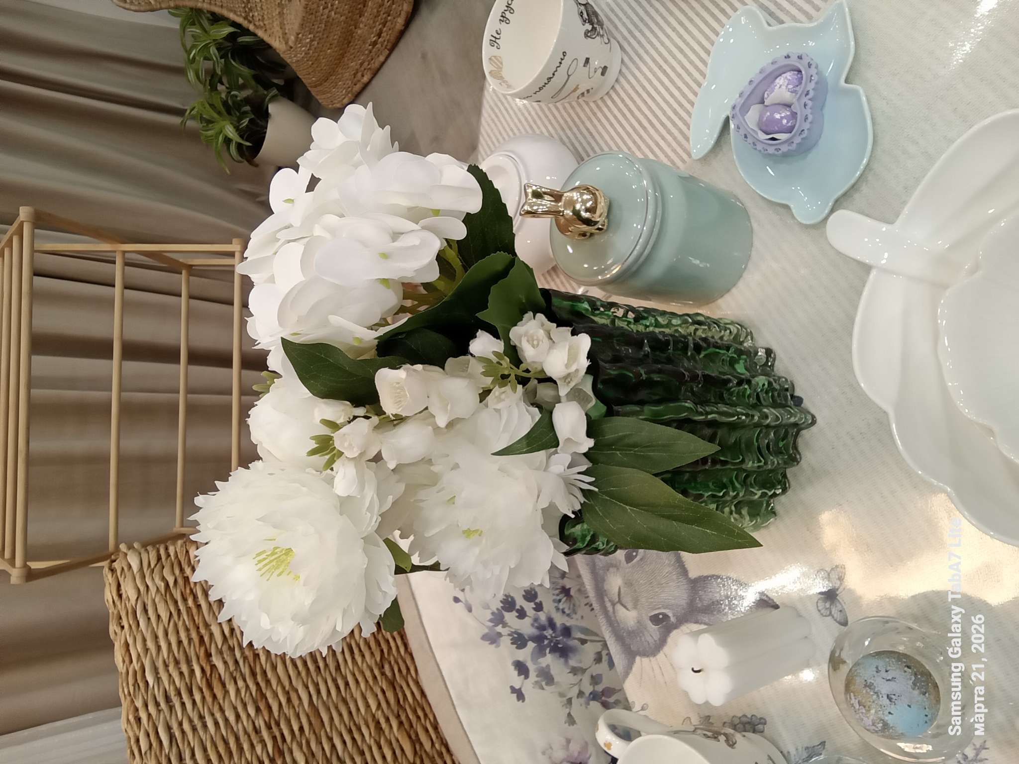 Фотография покупателя товара Цветы искусственные «Пион Беверли люкс», h=60 см, белые - Фото 1