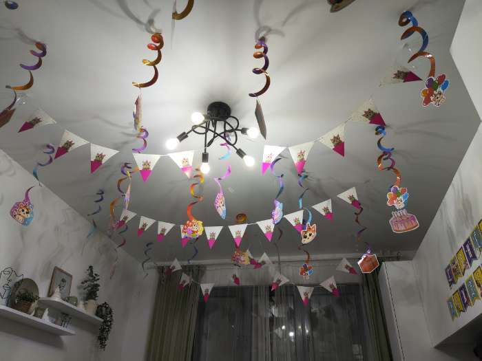 Фотография покупателя товара Подвески-спирали «С Днем Рождения», 5 шт., 16×30 см - Фото 1