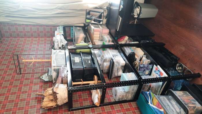 Фотография покупателя товара Стеллаж металлический для склада, 4 полки, дерево, 150×75×30 см, чёрный - Фото 2