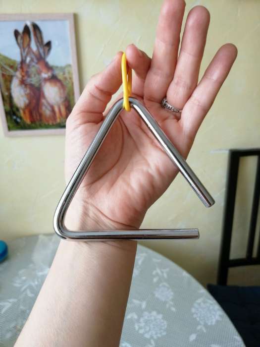 Фотография покупателя товара Игрушка музыкальная «Треугольник», 10 см - Фото 2