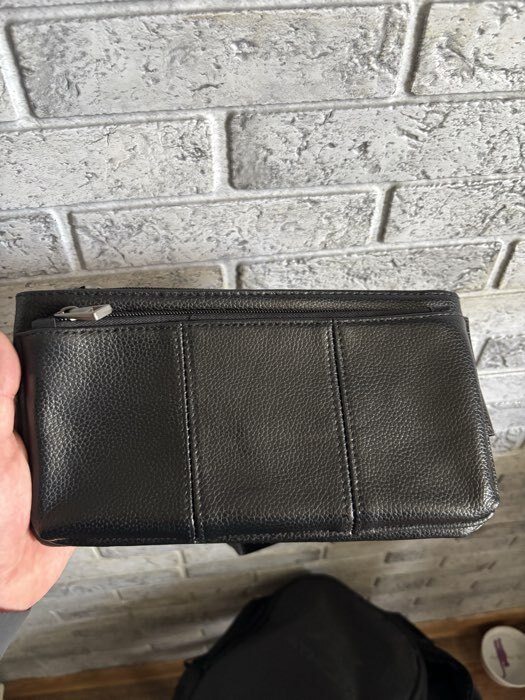 Фотография покупателя товара Сумка поясная на молнии, с карманами, 26×1×14 см, коричневая - Фото 3