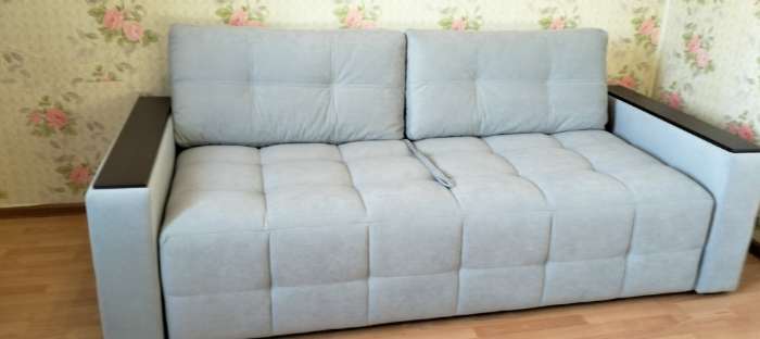 Фотография покупателя товара Диван прямой «СИМПЛ КЛЕТКА», спальное место 1600×2000 мм, ткань велюр vivaldi, цвет серый - Фото 1