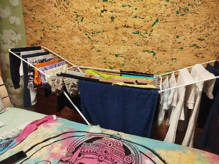 Фотография покупателя товара Сушилка для белья напольная складная, рабочая длина 20 м, высота от пола 95 см, ширина 54 см, серая, ножки МИКС - Фото 1