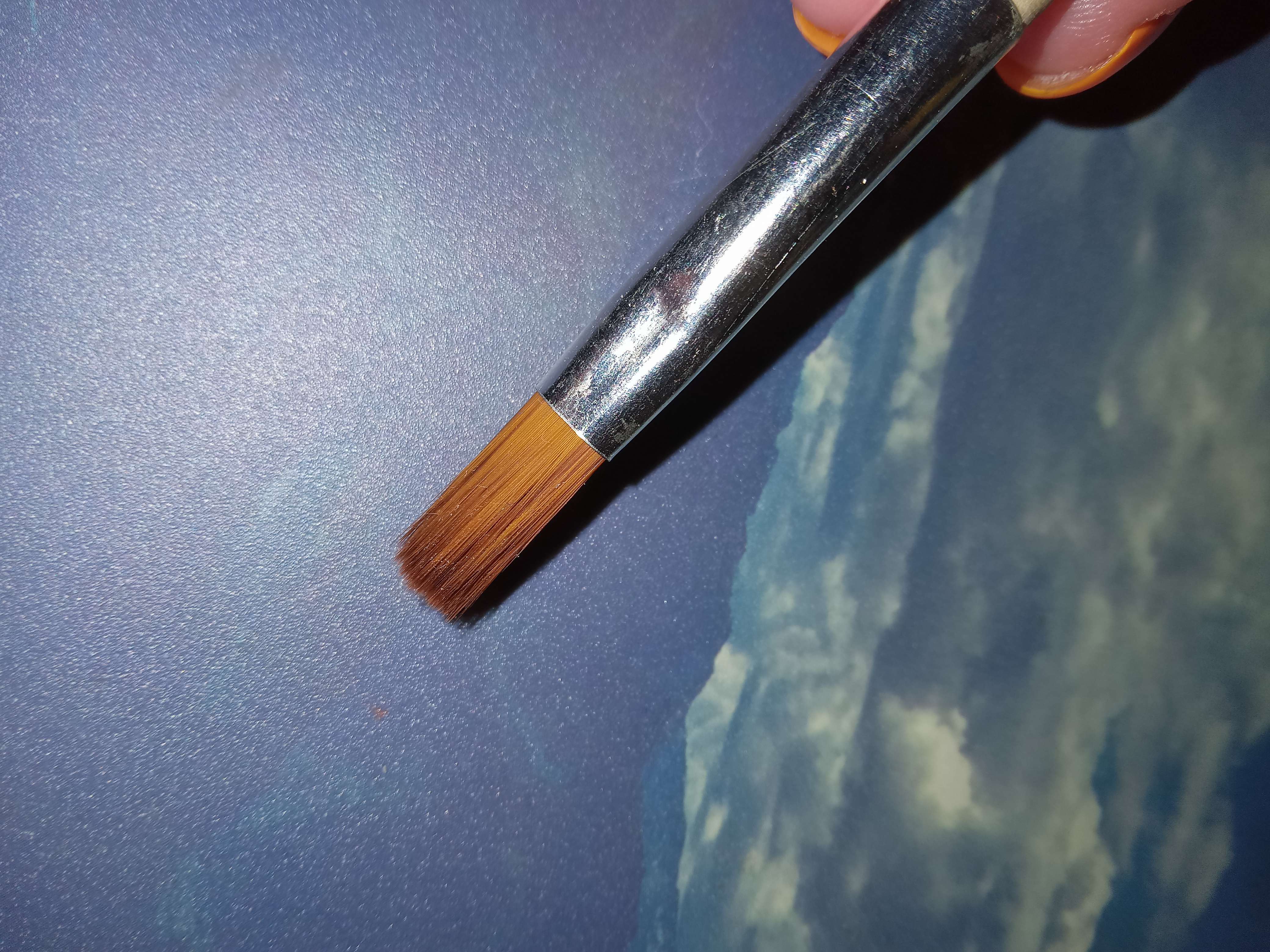 Фотография покупателя товара Кисть Синтетика Плоская № 8 (ширина обоймы 8 мм; длина волоса 12 мм), деревянная ручка, Calligrata
