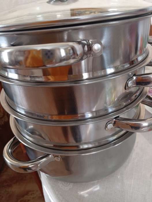 Фотография покупателя товара Мантоварка-пароварка Доляна «Классика», d=24 см, 3 уровня, общий объём — 7.9 л, индукция, нержавеющая сталь - Фото 9