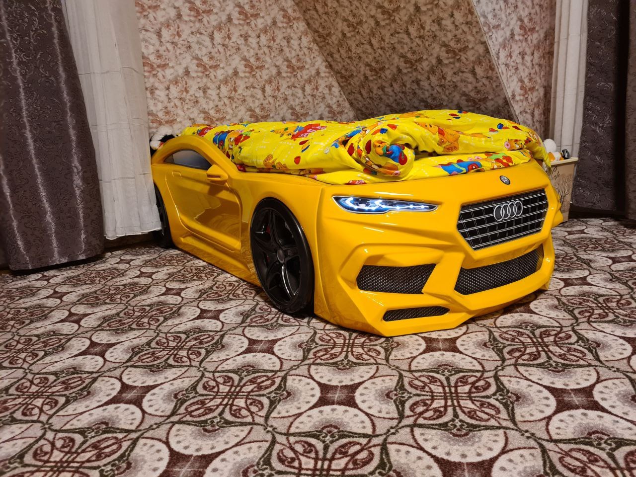 Фотография покупателя товара Кровать Romeo, мультибренд, цвет жёлтый, фары, матрас - Фото 2