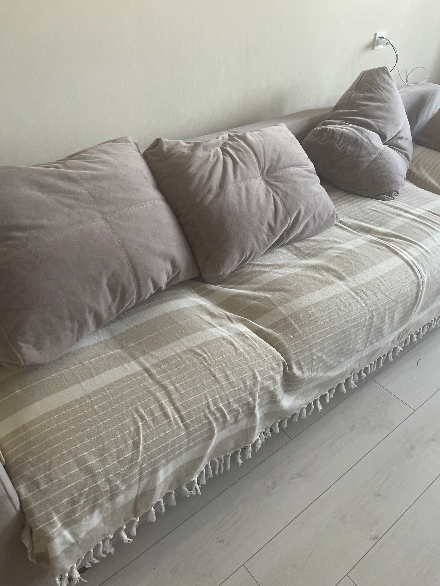 Фотография покупателя товара Плед «Этель» Beige stripe, 220×240 см, бежевый, хлопок 100% - Фото 1