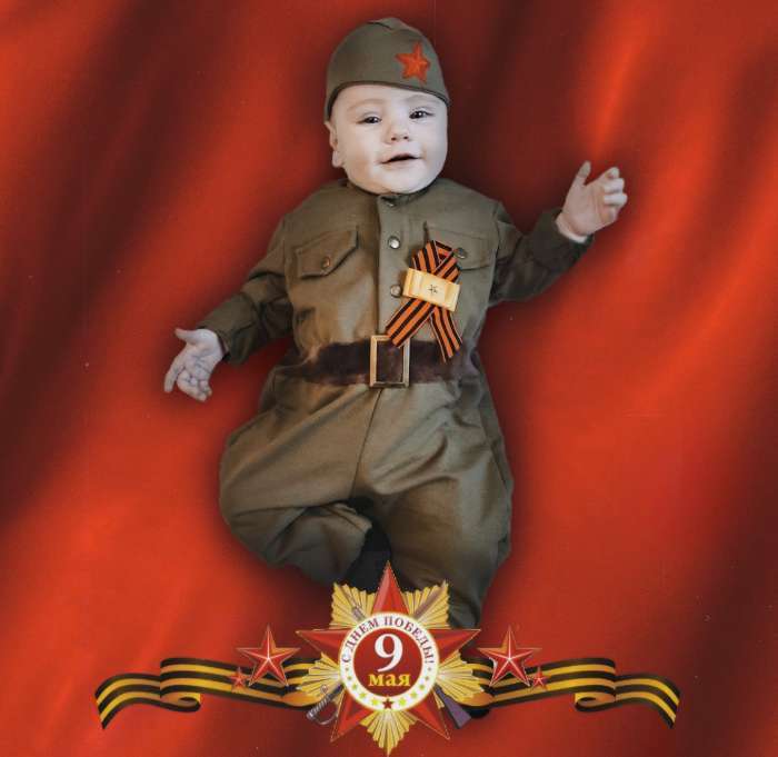 Фотография покупателя товара Костюм военного детский: комбинезон, пилотка, трикотаж, хлопок 100 %, рост 68 см, 1-2 года - Фото 4