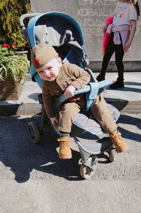 Фотография покупателя товара Костюм военного детский: комбинезон, пилотка, трикотаж, хлопок 100 %, рост 74 см, 1-2 года - Фото 1