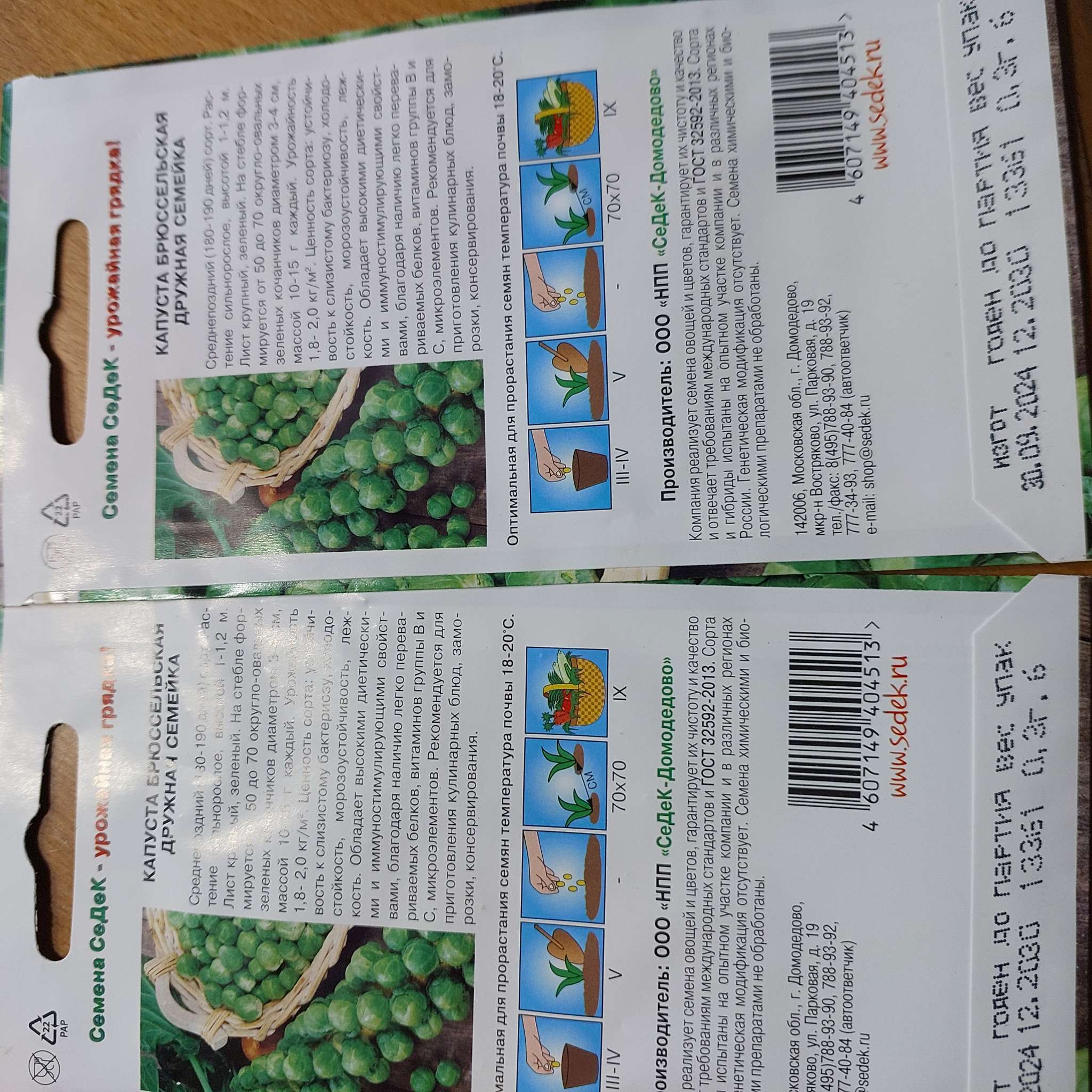Фотография покупателя товара Семена Капуста брюссельская «Дружная семейка», 0.3 г, среднепоздняя, «СеДеК» - Фото 1