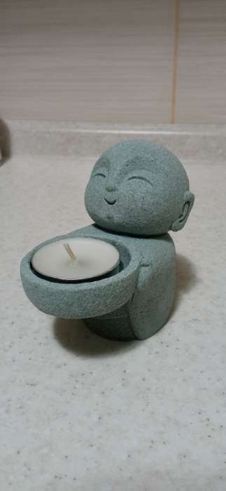 Фотография покупателя товара Подсвечник на 1 свечу песчаник «Маленький монах», d=4 см, 6×9×8.5 см - Фото 1