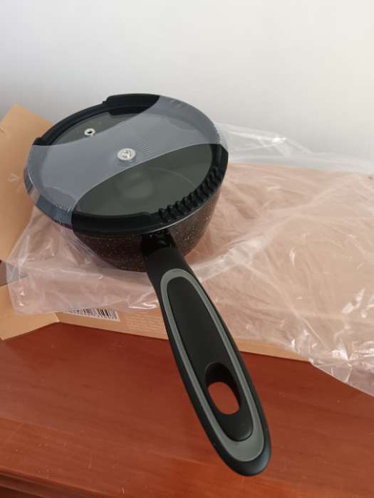 Фотография покупателя товара Ковш алюминиевый SL Home, d=16 см, h=7.4 см, антипригарное покрытие, индукция, чёрный - Фото 2