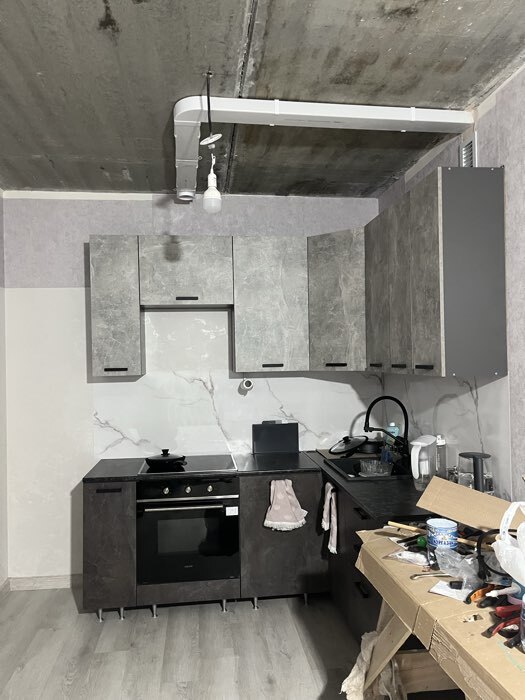 Фотография покупателя товара Кухонный гарнитур угловой «Рио» New, 1600×2000 мм, цвет бетон свет/бетон тёмный/графит/кастилло - Фото 3