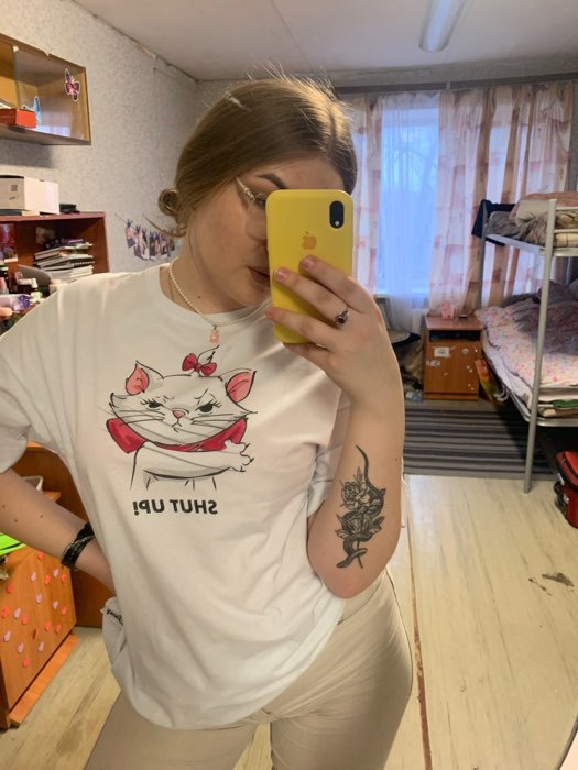 Фотография покупателя товара Футболка «Мари» Коты аристократы oversize, цвет белый - Фото 1